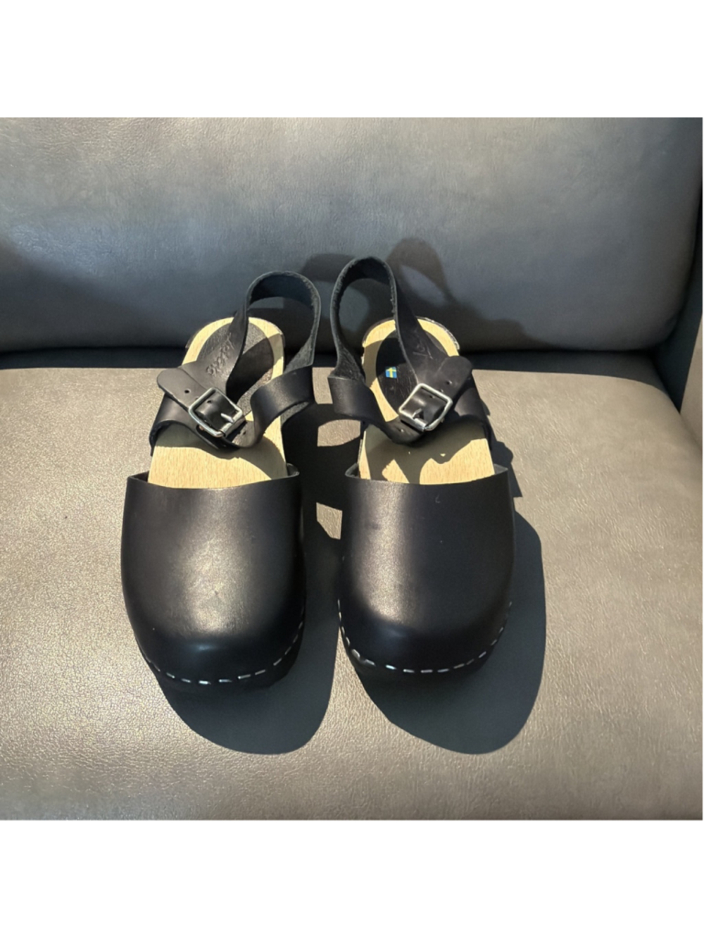 WOMEN’S LOTTA’S CLOG SANDALS SWEDEN STOCKHOLM BLACK LEATHER SIZE 39 EU - Picture 7 of 11